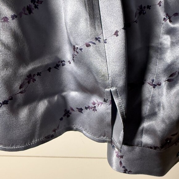 Due per Due Collection Vintage 100% Silk Blouse Size 8 Blue Gray with Purple - Picture 7 of 9
